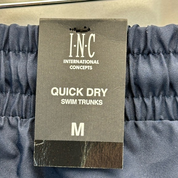 INC International Concepts Quick Dry 5" Swim Trunks - Navy Blue - size Medium - Picture 3 of 6